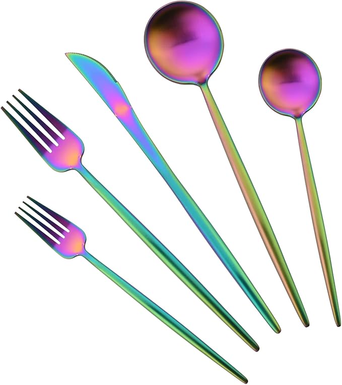 18/10 Stainless Steel Matte Flatware Set (1, Rainbow)