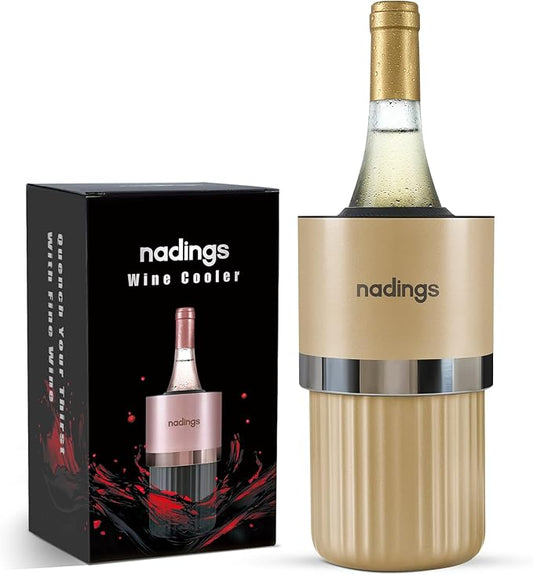 Wine Chiller for 750ml Bottles | Portable & Iceless, Keeps Wine/Champagne/Beer Cold 6+ Hours | Vacuum Insulated Stainless Steel | Ideal for Outdoor, Parties & Gifts – Champagne