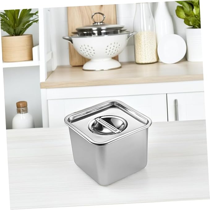 Homoyoyo Stainless-steel Frying Pan Lid Buffet Food Serving Tray Rectangular Metal Tray Freshness Lid