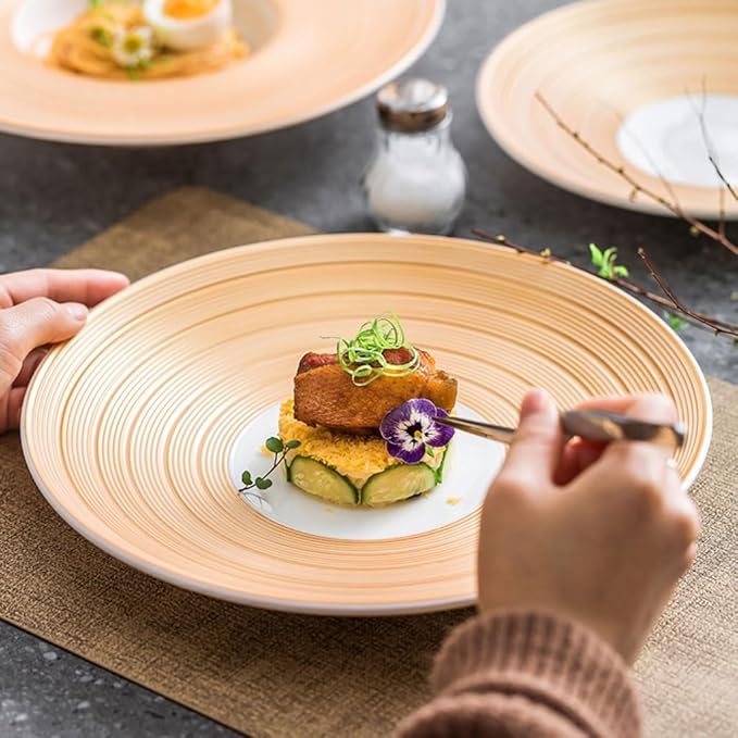 SONGCHAO Party Supplies Western Dinner Plate, Steak Plate, Dish Plate, Household Salad Deep Plate, Ceramic Creative European Tableware Party Plates (Size : Large)