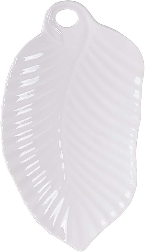 SHINING Appetizer Plates Ceramic Leaf Shape Porcelain Saucers Bowl Sauce Dishes Sushi Dinnerware (White)