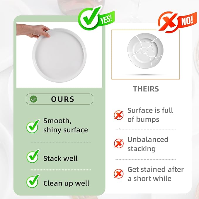 10 Inch White Dinner Plates Set of 6, Ceramic Appetizer Plates, Porcelain Dessert Plate, White Round Salad Plate for Kitchen, Restaurant, Microwave, Oven & Dishwasher Safe, Scratch Resistant