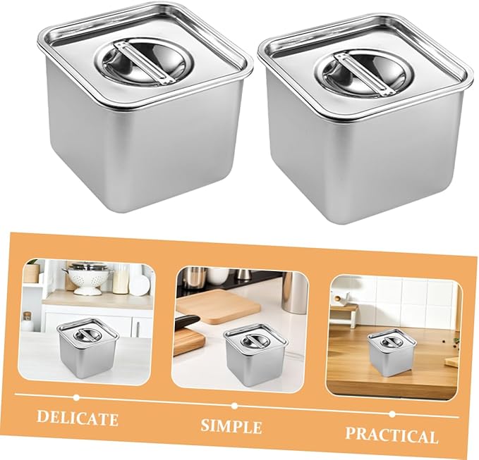 Homoyoyo Stainless-steel Frying Pan Lid Buffet Food Serving Tray Rectangular Metal Tray Freshness Lid