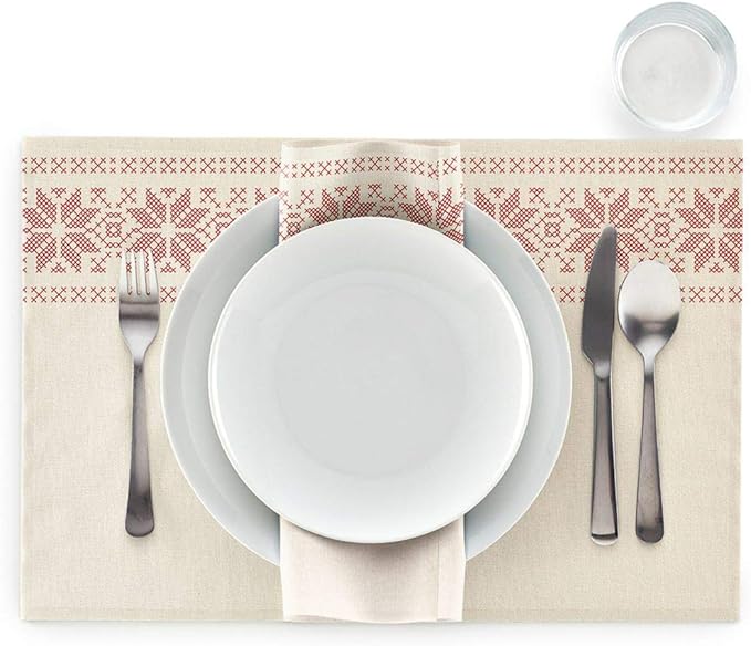 MY DRAP Cloth Washable and Reusable Dinner Napkin - 12.6 x 12.6 in (6 Per Roll, Recycled Cotton Christmas Jumper)