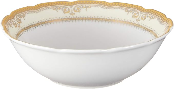 Lorren Home Trends Isabella-24 24 Piece Isabella Design Porcelain Wavy Edge Dinnerware Set, White