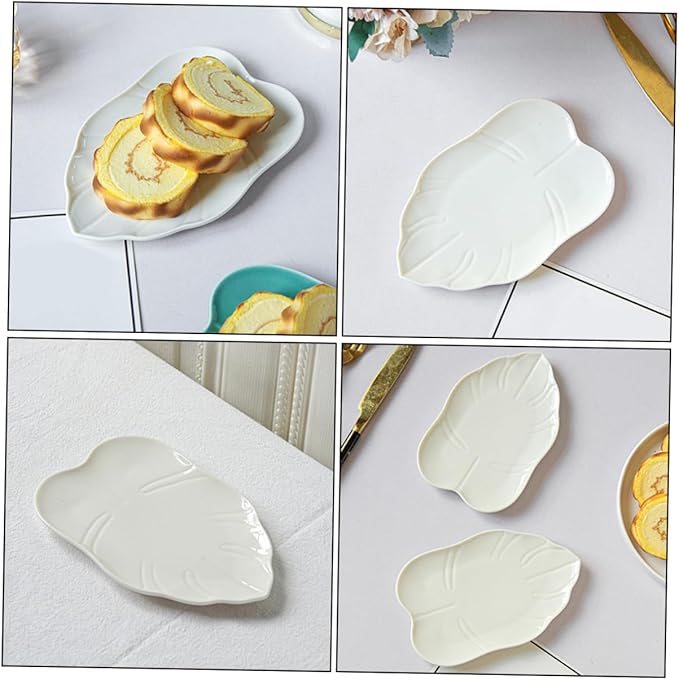 Mobestech Ceramic Leaf Shaped Appetizer Plates Elegant Dessert Serving Dish Versatile Storage for Fruits Snacks for Home Dining Entertaining