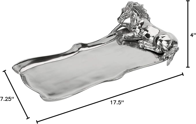 Arthur Court Designs Aluminum Horse Figural Oblong Tray 17.5 inch x 7.25 inch