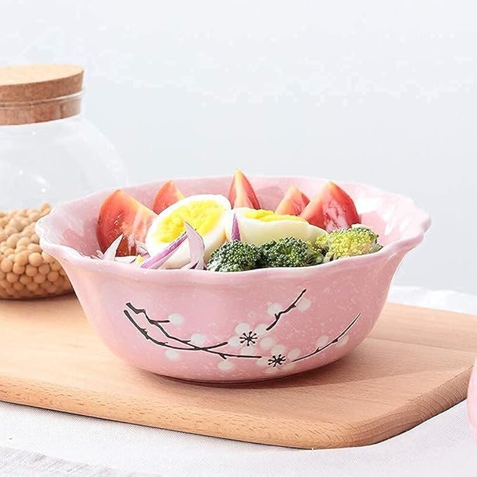 Dinnerware Sets Dish Set,Ceramic Plate Set,5-Piece Porcelain Japanese Tableware Set with Handle Bowl Plate,Service for 1,Great Gift for Friends and Home (Pink One Size)