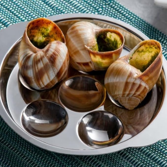TrueCraftware- 6 Compartment Holes Stainless Steel Snail/Escargot Tray Set of 2- Seafood Snail Dish Escargot Dish Server for Home Kitchen Restaurant Hotel BBQ
