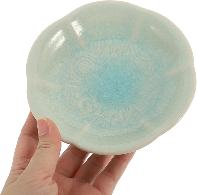Elegant Pattern Ceramic Plate Dessert Appetizer Serving Smooth Surface for Home Restaurant