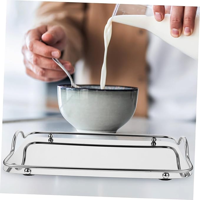Sturdy Handles Modern Design Stainless Steel Serving Trays Decorative Food Serving Trays