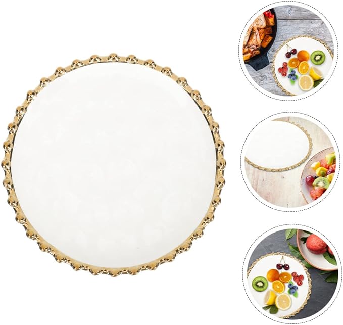 Double Layer Fruit Dessert Plate Divided Serving Platter Ceramic Cake Plate for Dinner Salad Appetizer