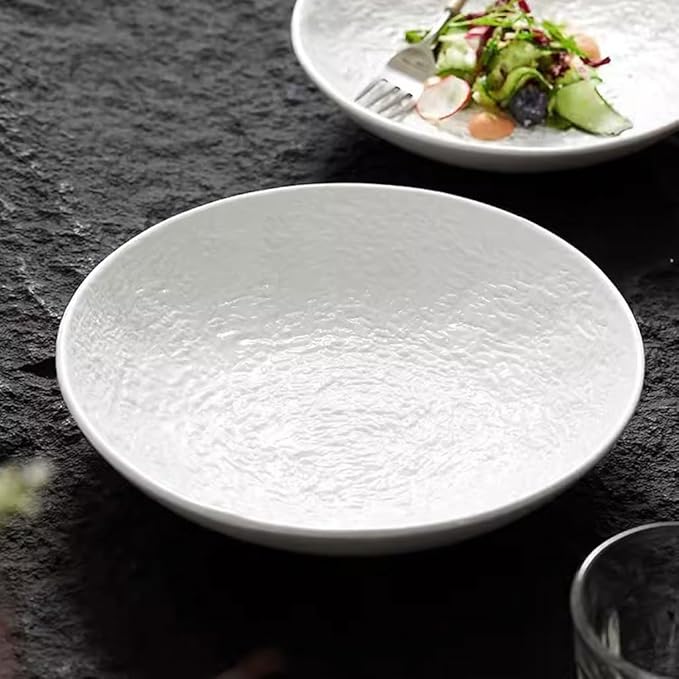 SONGCHAO Party Supplies Household White Salad Plate Ceramic Dinner Plate Kitchen Shallow Plate Flat Plate Restaurant Steak Western Plate Party Plates (Color : 20cm)