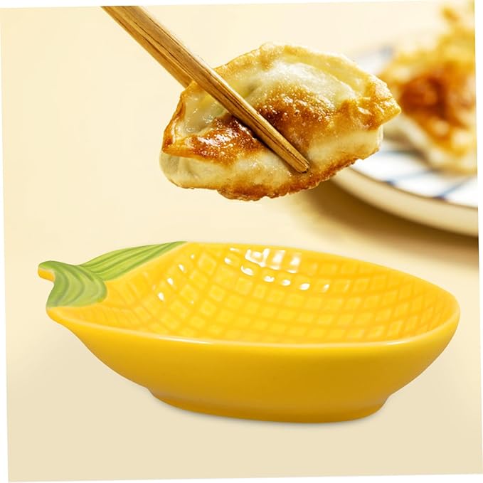 Ceramic Corn Shaped Dipping Sauce Plate Multi-functional Appetizer Dish for Snacks for Family Gatherings and Parties Holds Sauces and Seasonings