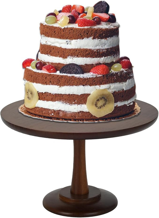 Rustic Cake Stand, 10 Inch Wood Cake Stand Set Wooden Round Cupcake Stand for Wedding Birthday Party Decor Dessert Cookie Serving Tray Pie Plate Holder Farmhouse Style