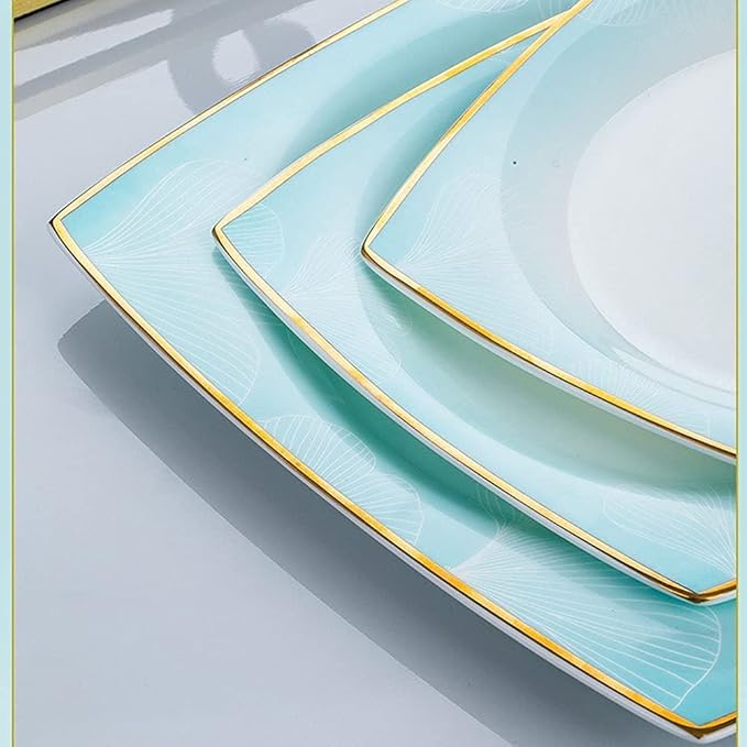 Dinnerware Sets - Luxury Gift Dishes Service Set, 56/60PCS Ceramic Dinnerware Set Bone China Tableware Dishes Plates Ceramic Combination Dinner Service Set Diner Set Porcelaine (60 Pieces)