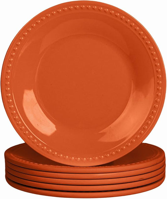 Melamine Beaded Dinner Plate Set of 6, BPA Free, Platter, Serving Dishes, Chip & Break Resistant, Lightweight, Great for Dining, Weddings & Everyday Meals (Fall, 11in (Pack of 6))