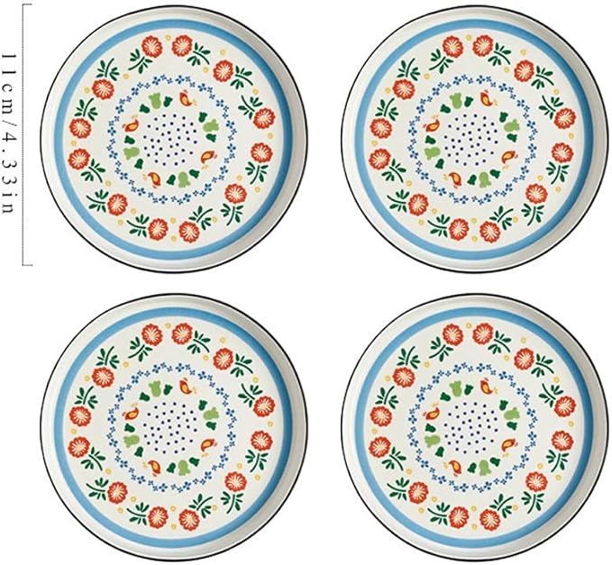 Appetizer Bowls Set of 4 Ceramic Sauce Dish Soy Sauce Dipping Plates Snack Sushi Fruit Appetizer Plates Side Dishes 4.33inches Salad Bowls (Color : Blue 2)