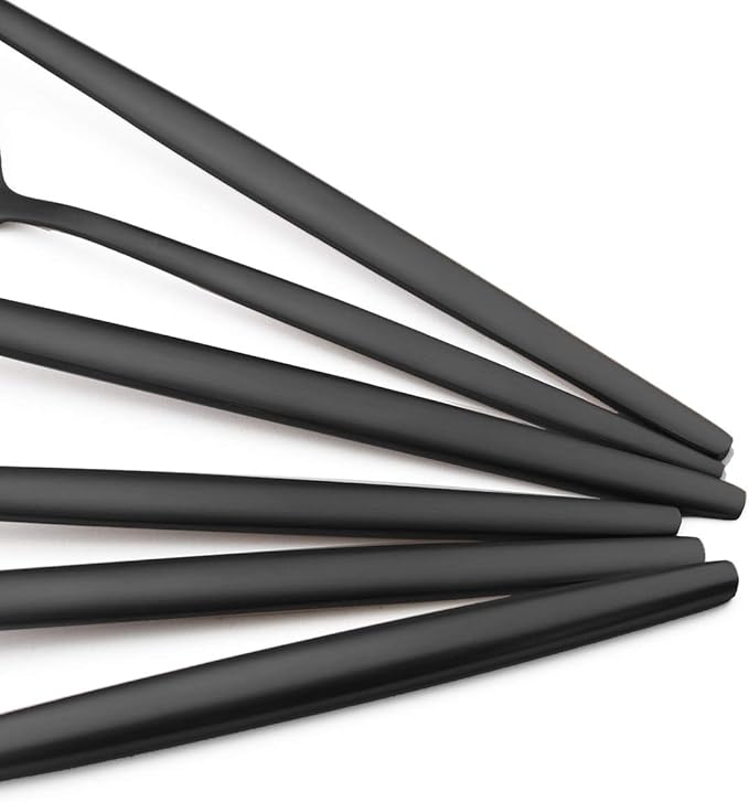 60-Piece Modern Matte Silverware Set, Uniturcky 304 Stainless Steel Flatware Cutlery Set, Elegant Kitchen Utensils Service For 12, Includes Dinner Knives/Spoons/Forks, Black Satin Finish