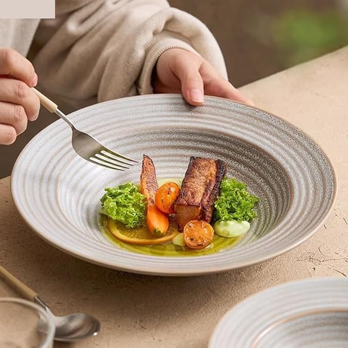 SONGCHAO Party Supplies Dinner Plate Ceramic Dinner Plate Japanese Salad Plate Thick Soup Plate Pasta Plates Restaurant Specialty Tableware Party Plates (Color : A 10.6 inch)