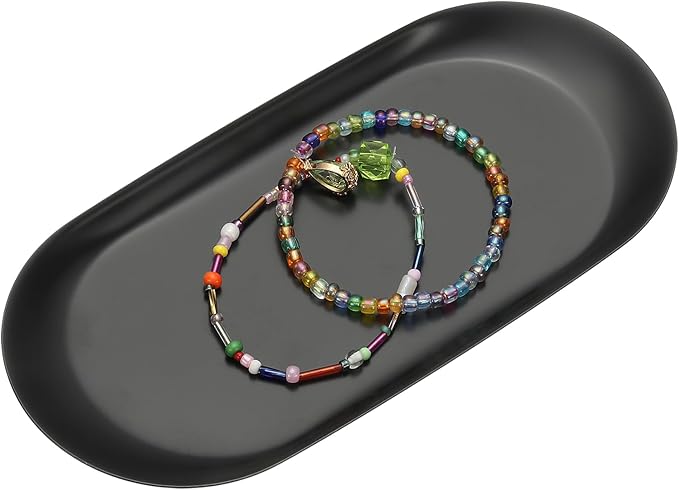 uxcell Square Serving Trays, 7.01" Stainless Steel Decorative Jewelry Dish, Small Vanity Tray for Bathroom Aromatherapy Candle Drink Plate,Black
