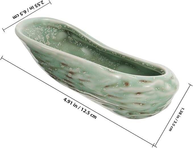 Ceramic Oyster Shell Plate and Appetizer Dish Green Floral Pattern Porcelain Serving Plate for Restaurant and Home Dining