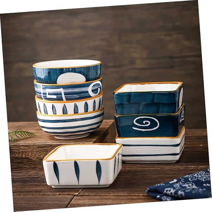 4pcs Japanese Style Soy Sauce Dishes Ceramic Spice Dishes Appetizer Serving Plates for Kitchen Bbq Picnic Outdoor