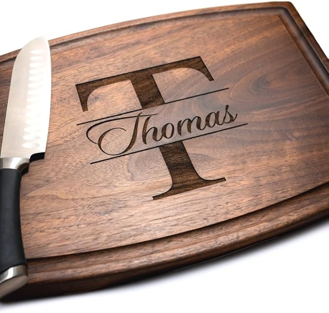 Personalized Cutting Board, Custom Wedding, Anniversary or Housewarming Gift Idea, Wood Engraved Charcuterie, for Friends and Family, Monogram Initial Design 004