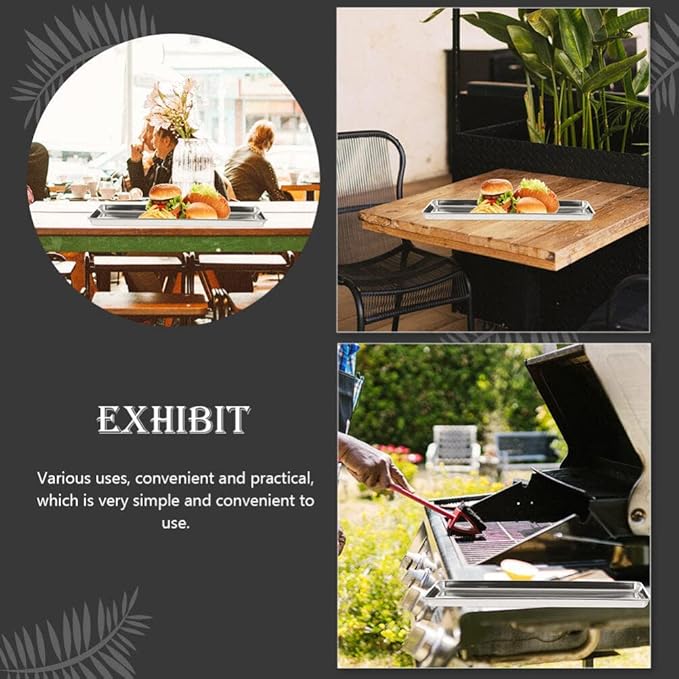 Sturdy Stainless Steel Plate Kitchen Supply Snack Food Plate Rectangular Chrome Tray