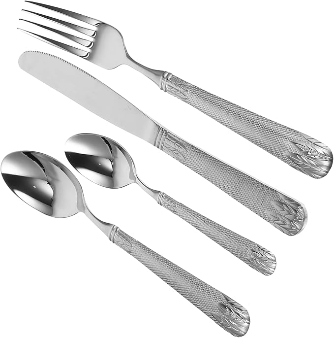 Household Utensil Set Cutlery Set Serving Flatware Set with Pattern Stainless Steel Dinner Set Including Spoons Fork Knife