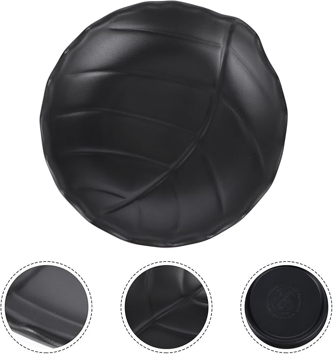 Decorative Leaf Pattern Appetizer Plate Black Salad Plate Ceramic Dessert Dish Household Tableware for Snacks and Cold Dishes