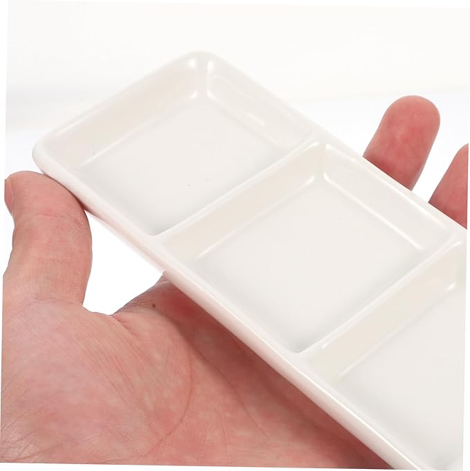 2Pcs Ceramic Snack Plates Rectangular Dishes for Dipping Seasoning and Appetizers Versatile Use for Home School and Restaurants