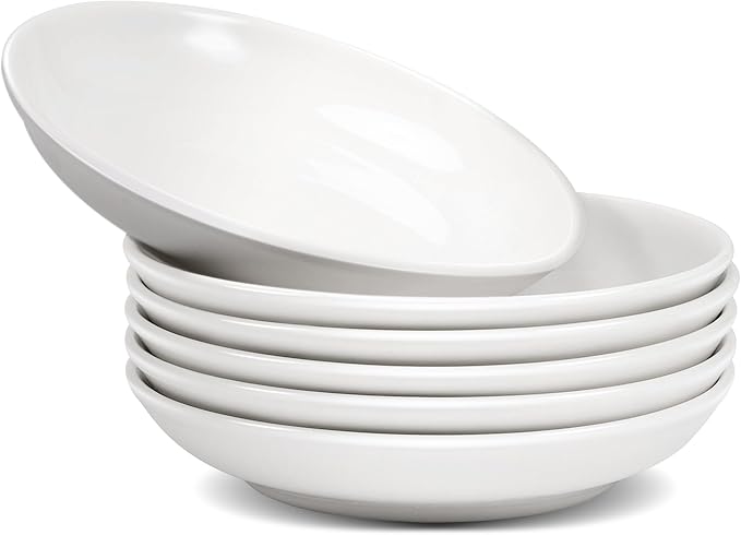 White Dessert Plates Ceramic,Set of 6 Small Dinner Plates,6 Inch Round Appetizer Plates,Ceramic Salad Plates Set,Ceramic Serving Dishes,Microwave and Dishwasher Safe