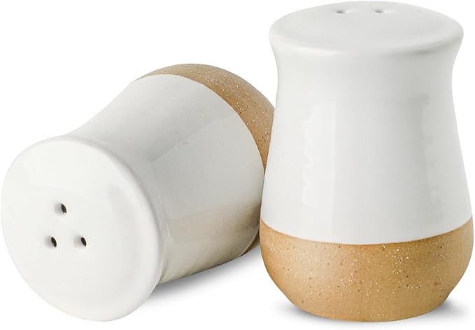glowworm Salt and Pepper Shakers Set, Ceramic Salt and Pepper Shaker, Kitchen Decor for Home Restaurants, Farmhouse Spice Shaker for Cooking Baking BBQ, White
