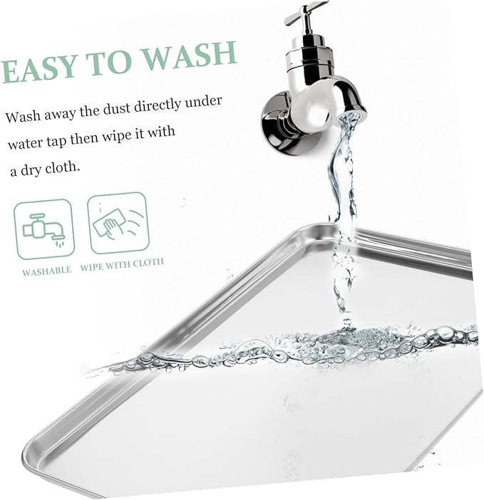 Stainless Steel Rectangular Rice Noodle Plate Non-stick Kitchen Tray for Bbq Picnics and Family Gatherings and Easy to Clean Serving Dish