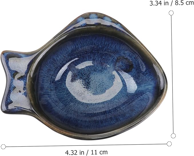 Amosfun Fish-Shaped Ceramic Sauce Dish for Dipping and Seasoning 6-Inch Appetizer Plate Decorative Dish for Home and Dining for Serving Soy Sauce and Condiments