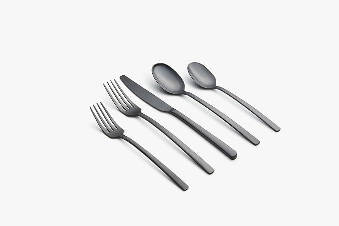 Cambridge 286645CKW13DS Beacon Black Satin 45-Piece Flatware Set