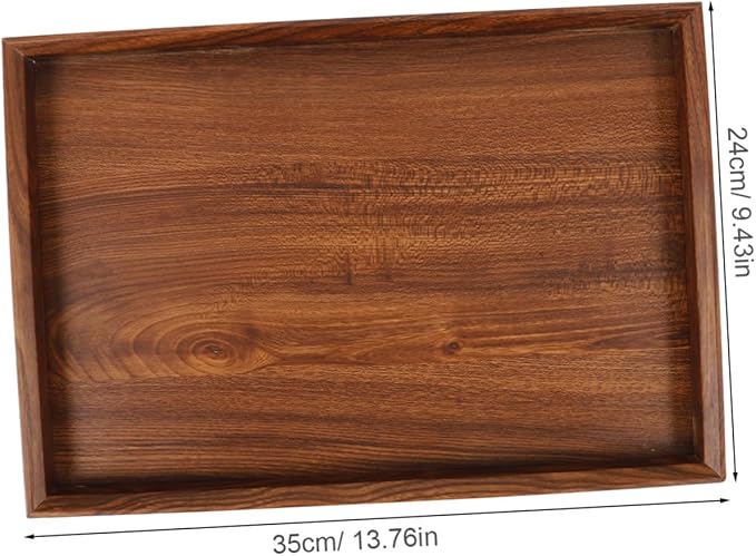 Mobestech Wooden Serving Tray Lid Black Serving Platter Rectangle Tea Tray for Snacks and Foods