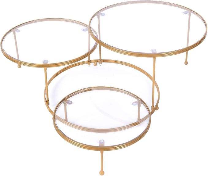 Efavormart 23" 3-Tier Gold Metal Cupcake Stand with Clear Round Acrylic Plates, Dessert Cake Display Holder