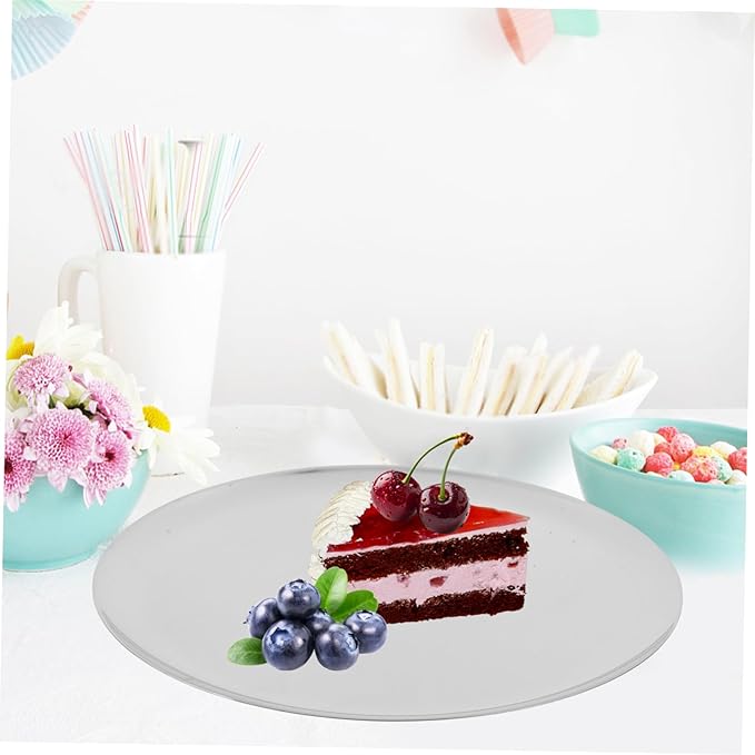 PRETYZOOM Stainless Steel Plate Versatile Serving Tray Round Food Serving Plate Catering Trays