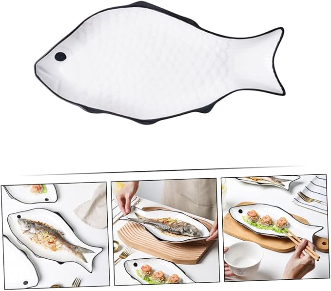 Ceramic Fish-shaped Steaming Dish Medium Smooth Surface for Serving Fish and Desserts Restaurants