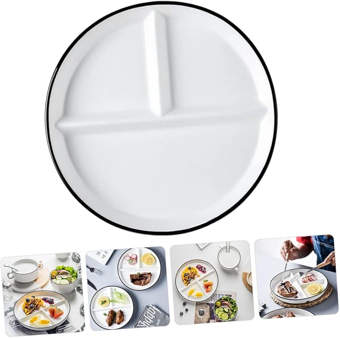 ABOOFAN Ceramic Divided Plate for Adults Stylish Food Tray with Rim Multi Functional Dish for Salads Desserts and Appetizers for Home Parties and Picnics