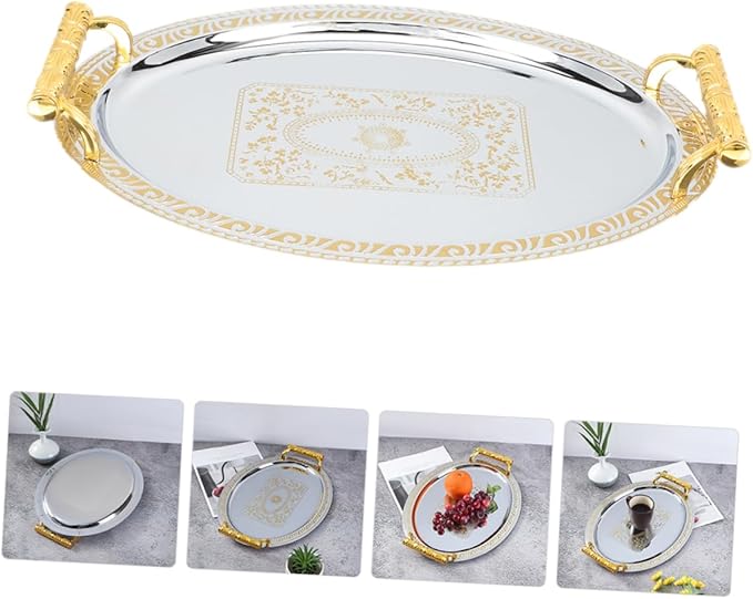 Stainless Steel Tray Silver Dessert Fruit Snack Serving Plate Multipurpose Entertaining Trinket Dish