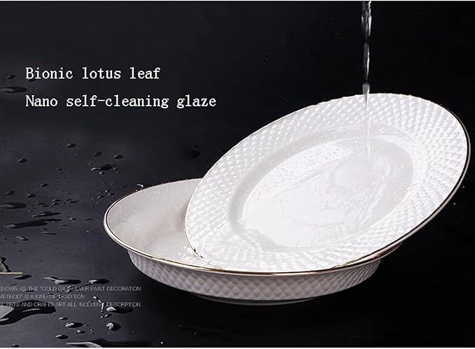 Elegant Dinnerware Set Dinner Plates Bowls Set Ceramic Tableware Set, White Porcelain 60-Piece Set, Personalized Kitchen Plate and Bowl Set