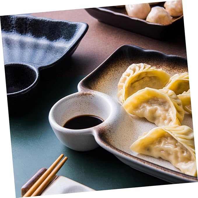 Luxshiny Ceramic Sauce Dish with Vinegar Dish Square Dipping Bowl for Appetizers Home Use Easy to Clean 4-Piece Set Versatile Seasoning Saucer