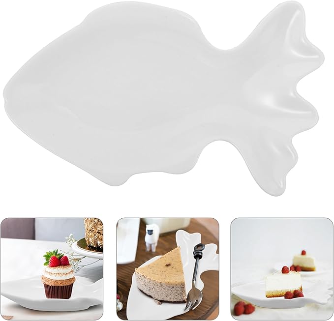 Fish Shaped Ceramic Serving Plate Decorative Appetizer Tray for Snacks Sushi and Desserts for Home Restaurant and Picnics Creative and Cute Design