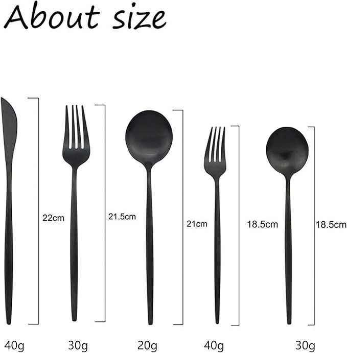 Black Silverware Set JASHII 40 Pieces Flatware Set 304 Stainless Steel Flat Cutlery Set for 8 Matte Kitchen Forks Knife Spoons Set, Satin Finish Tableware Set for Home and Restaurant, Dishwasher Safe