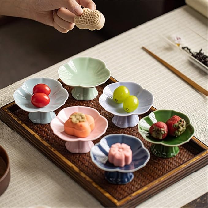 Appetizer Plates Serving Platter Decoration Multipurpose Ceramic Tray Serving Plate Fruit Bowl for Condiment(Green)