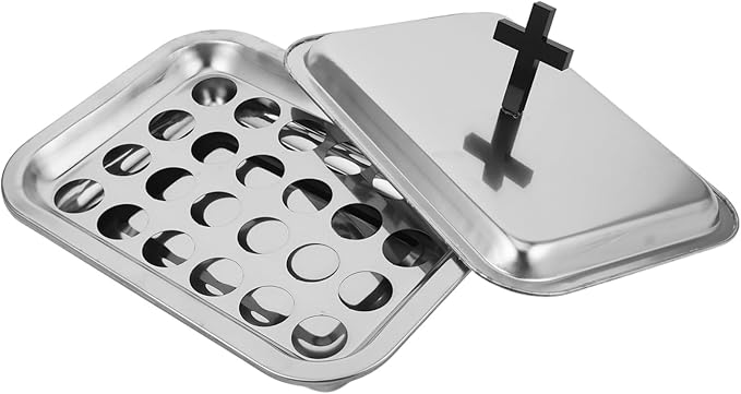 VALICLUD 1set Stainless Steel Communion Tray Cup Holders and Cover Multi-functional Serving Plate for Religious Ceremonies Family Gatherings and Church Supplies