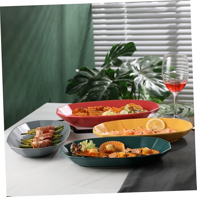 Mobestech Ceramic Fish Serving Plate 12-inch Ceramic Fruit Dish Vibrant Yellow Food Platter for Home Dining for Desserts and Appetizers